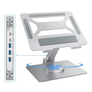 Adjustable Aluminum Laptop Stand With USB-C And USB-A Ports